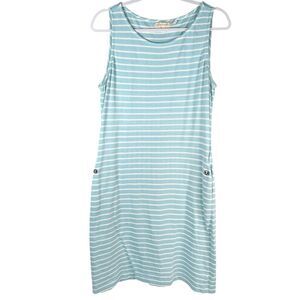 Barbour Blue White Striped Dalmore Sleeveless Travel Summer Dress Size 10